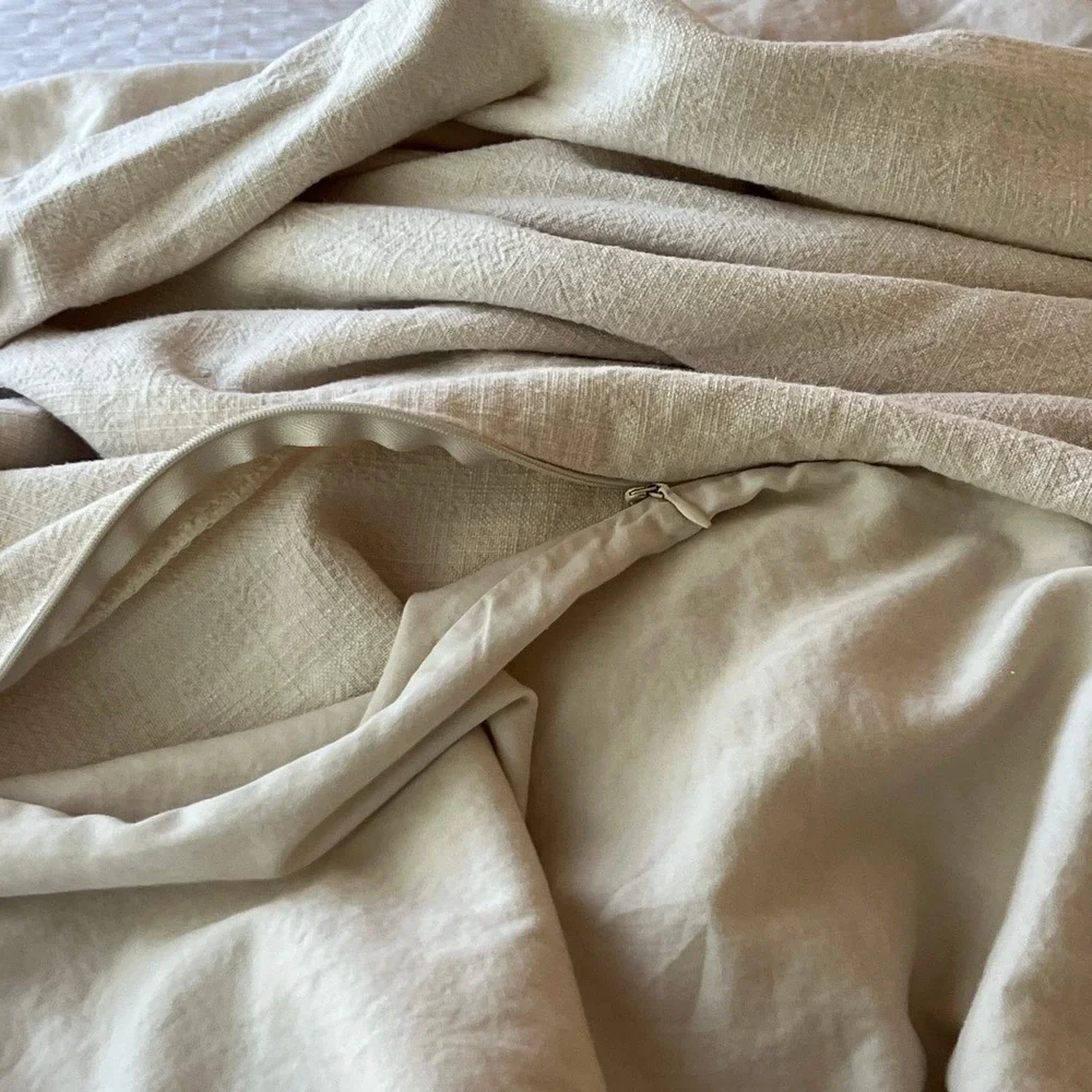 Casaluna Heavyweight Linen Blend Duvet Cover King Natural Cream Textured Boho